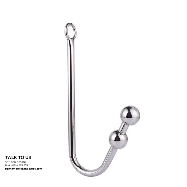 Dụng Cụ Móc Hậu Môn Kim Loại Cao Cấp – Plug Hậu Môn Dạng Móc Chữ J Kèm Vòng Xỏ Ngón - [TẶNG: GEL BÔI TRƠN]