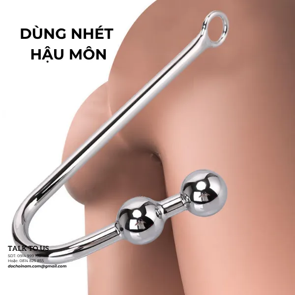 Dụng Cụ Móc Hậu Môn Kim Loại Cao Cấp – Plug Hậu Môn Dạng Móc Chữ J Kèm Vòng Xỏ Ngón - [TẶNG: GEL BÔI TRƠN]