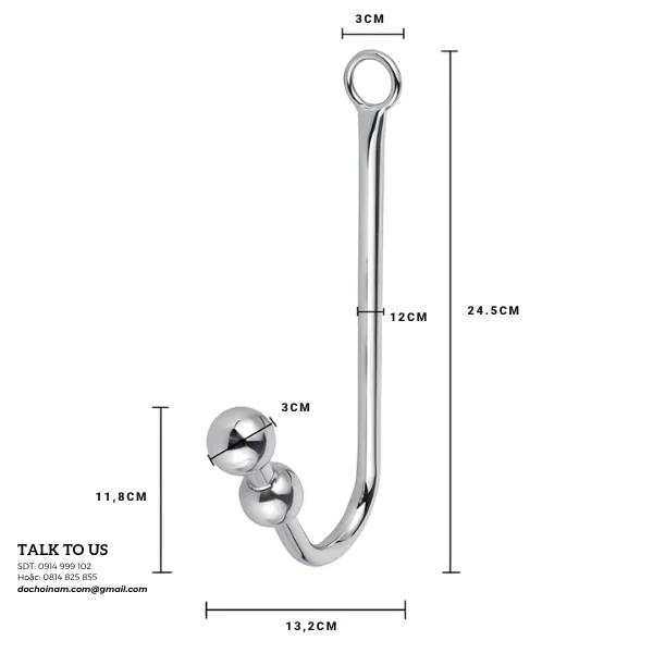 Dụng Cụ Móc Hậu Môn Kim Loại Cao Cấp – Plug Hậu Môn Dạng Móc Chữ J Kèm Vòng Xỏ Ngón - [TẶNG: GEL BÔI TRƠN]