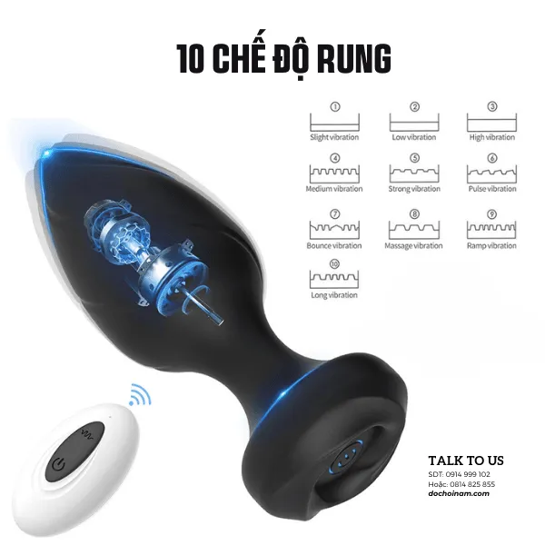 Plug Rung Hỏa Tiễn Kích Thích Hậu Môn - Quà tặng: Gel bôi trơn 200ml]