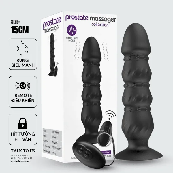Máy massage tuyến tiền liệt rung điều khiển từ xa 15cm – Sextoy cho nam - [Quà tặng: Gel bôi trơn 200ml] 