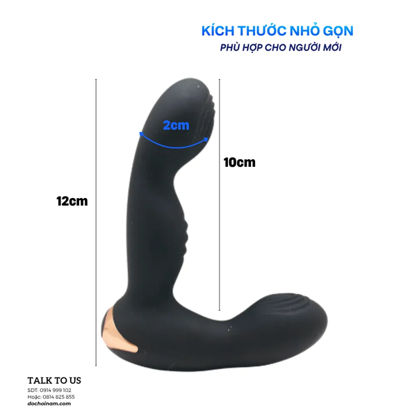 Plug Rung Hậu Môn 2 Đầu Rung Cực Mạnh - Size Nhỏ 2cm Cho Người Mới, Remote Điều Khiển Từ Xa - [Quà tặng gel bôi trơn]