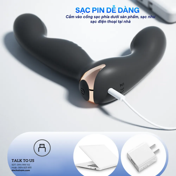 Plug Rung Hậu Môn 2 Đầu Rung Cực Mạnh - Size Nhỏ 2cm Cho Người Mới, Remote Điều Khiển Từ Xa - [Quà tặng gel bôi trơn]