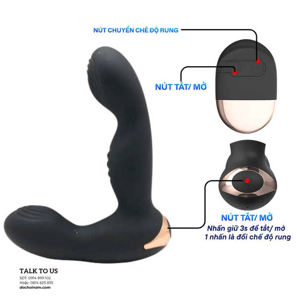 Plug Rung Hậu Môn 2 Đầu Rung Cực Mạnh - Size Nhỏ 2cm Cho Người Mới, Remote Điều Khiển Từ Xa - [Quà tặng gel bôi trơn]