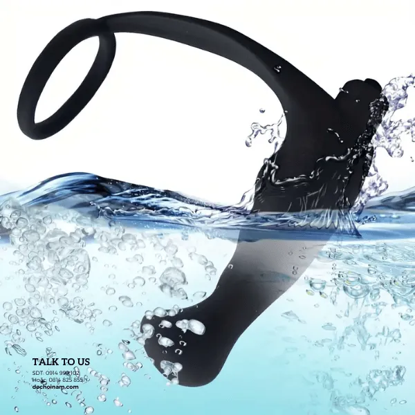 PLug rung hậu môn rung 10 chế độ,  có vòng rung silicone– Dùng Pin AAA [Quà tặng: Gel bôi trơn 200ml] 