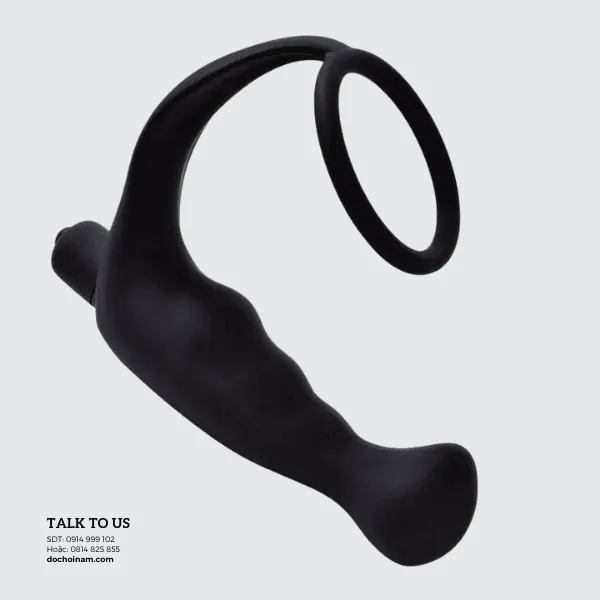 PLug rung hậu môn rung 10 chế độ,  có vòng rung silicone– Dùng Pin AAA [Quà tặng: Gel bôi trơn 200ml] 