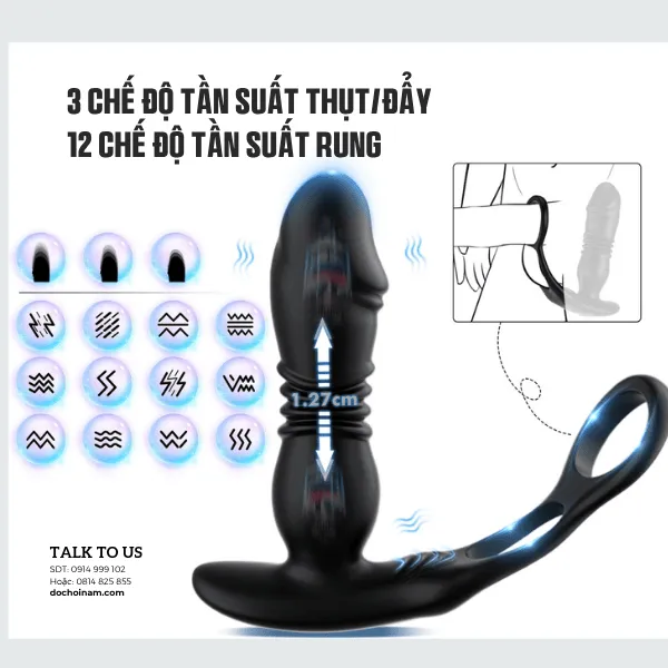 Plug Rung Thụt Tự Động 15 Chế Độ – Đồ Chơi Hậu Môn Cho Nam - [Quà tặng: Gel bôi trơn 200ml]