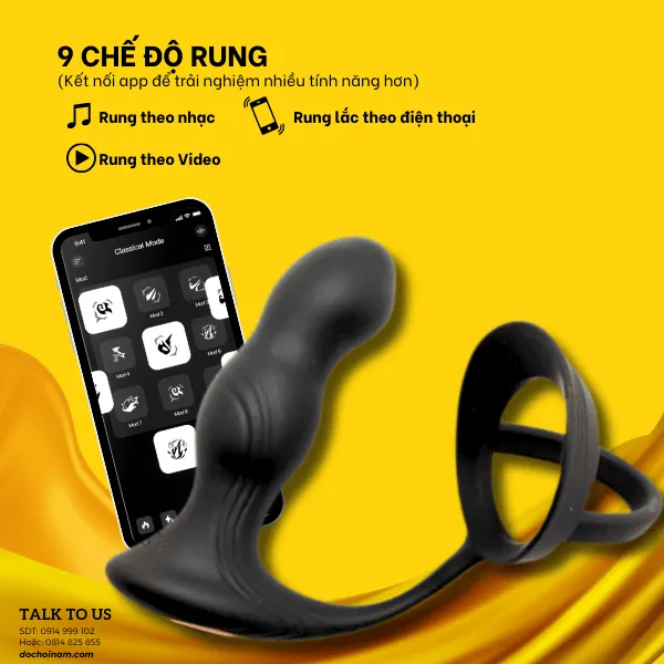 Plug Rung Chế Độ  Kết Nối Bằng App –  Đồ Chơi Hậu Môn Cho Nam _ Quà Tặng Gel Bôi Trơn 200ml