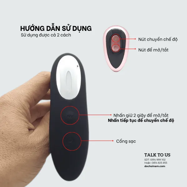 Plug Rung Thụt Tự Động 2 Đầu Rung – Đồ Chơi Hậu Môn Cho Nam - [Quà tặng: Gel bôi trơn 200ml] 