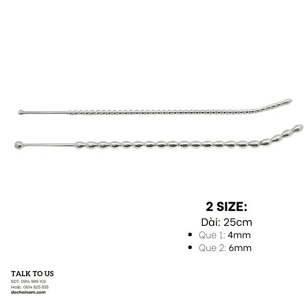 Que Sounding Dương Vật Inox - 4mm & 6mm, Chuỗi Hạt 23cm, An Toàn INOX 304 - [Quà tặng: chai ge 200ml]
