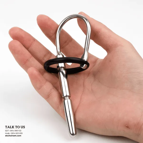 Que Sounding Dương Vật Inox 8mm Có Vòng Đeo – Kích Thích Niệu Đạo Cực Sướng - [Tặng kèm: Gel bôi trơn 200ml]