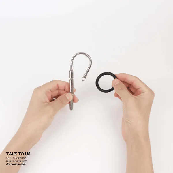 Que Sounding Dương Vật Inox 8mm Có Vòng Đeo – Kích Thích Niệu Đạo Cực Sướng - [Tặng kèm: Gel bôi trơn 200ml]