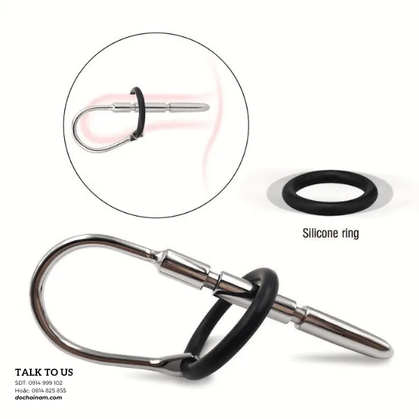 Que Sounding Dương Vật Inox 8mm Có Vòng Đeo – Kích Thích Niệu Đạo Cực Sướng - [Tặng kèm: Gel bôi trơn 200ml]