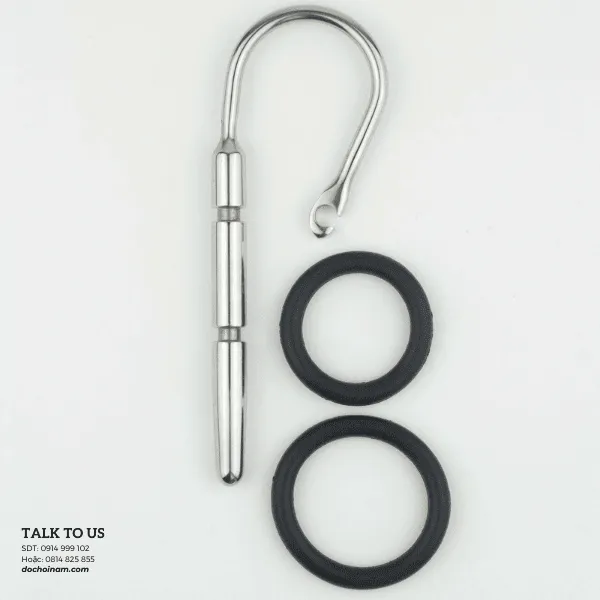 Que Sounding Dương Vật Inox 8mm Có Vòng Đeo – Kích Thích Niệu Đạo Cực Sướng - [Tặng kèm: Gel bôi trơn 200ml]