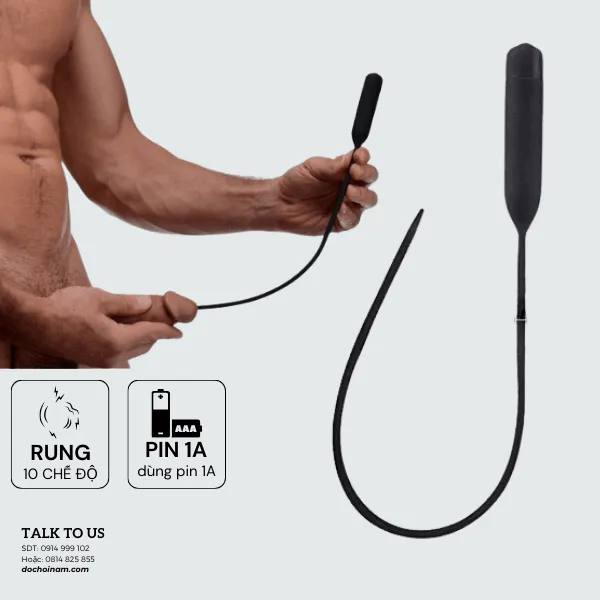 Dụng cụ sounding dương vật rung – Que niệu đạo cao su mềm mại, an toàn - [Tặng kèm: Gel Bôi Trơn 200ml]