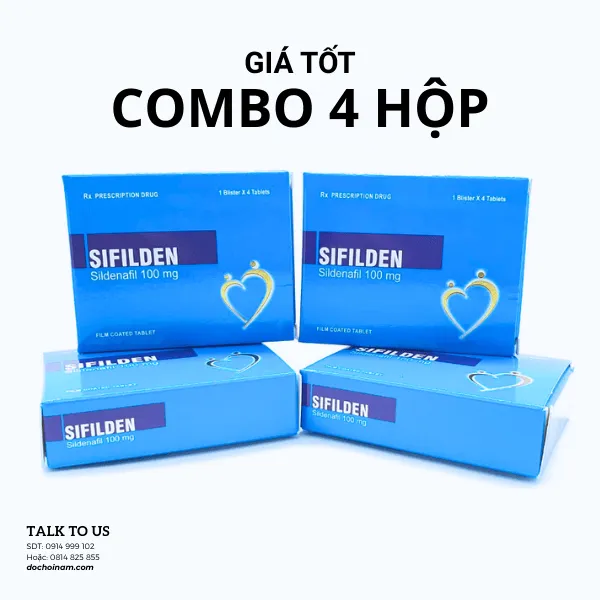 Combo 4 Hộp Thuốc Cường Dương Sifilden Ấn Độ 100mg – Tăng Cường Sinh Lý Nam, Hỗ Trợ Cương Cứng