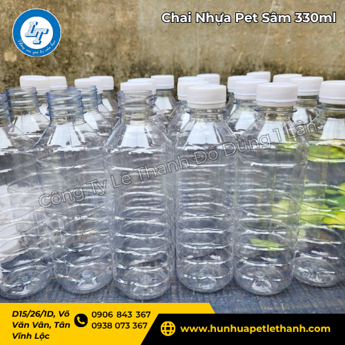 Chai nhựa Pet 300ml giả rẻ phù hợp bán nước sâm, trà 3 Chai nhựa Pet 300ml giả rẻ phù hợp bán nước sâm, trà 3