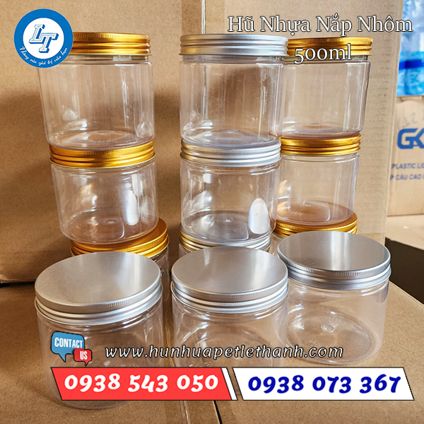 hũ pet nắp nhôm 500ml 4 hũ pet nắp nhôm 500ml 4