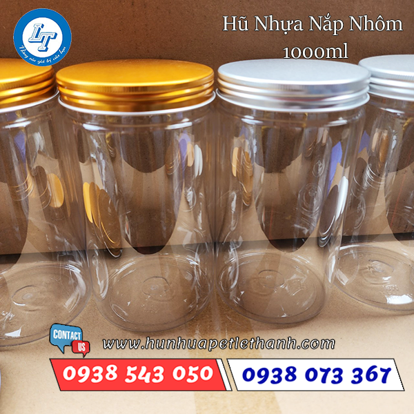 hũ pet nắp nhôm 1000ml 4 hũ pet nắp nhôm 1000ml 4