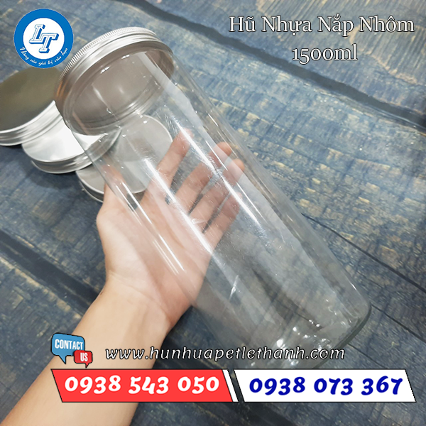 hũ pet nắp nhôm 1500ml 4 hũ pet nắp nhôm 1500ml 4