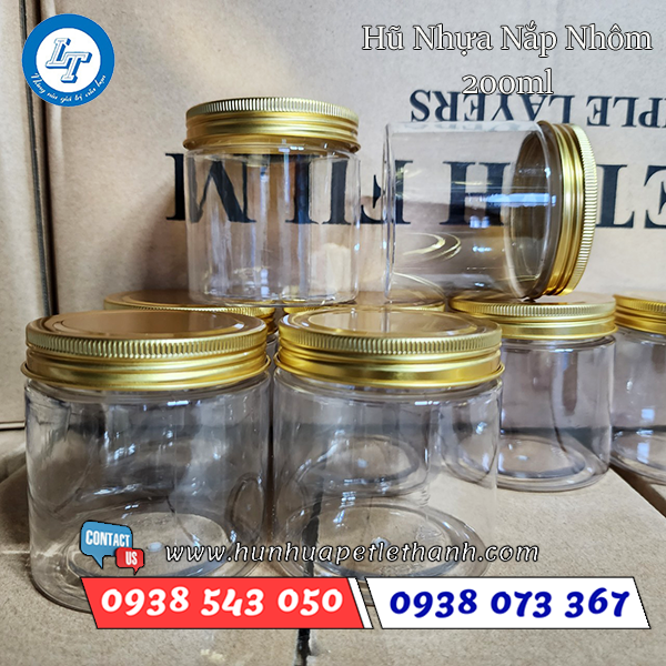 hũ pet nắp nhôm 200ml 4 hũ pet nắp nhôm 200ml 4