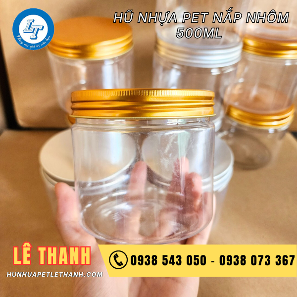 hũ pet nắp nhôm 500ml 2 hũ pet nắp nhôm 500ml 2