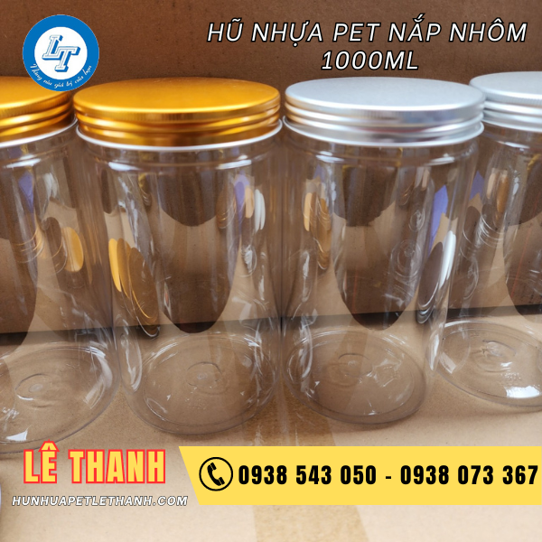 hũ pet nắp nhôm 1000ml 2 hũ pet nắp nhôm 1000ml 2