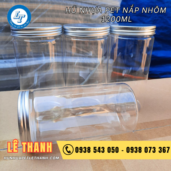hũ pet nắp nhôm 1200ml 1 hũ pet nắp nhôm 1200ml 1