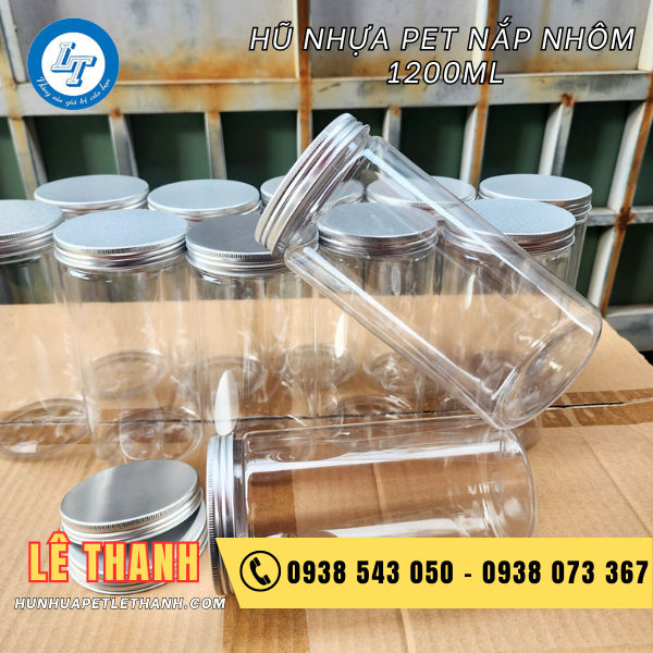 hũ pet nắp nhôm 1200ml 3 hũ pet nắp nhôm 1200ml 3