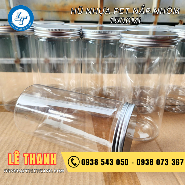 hũ pet nắp nhôm 1500ml 1 hũ pet nắp nhôm 1500ml 1