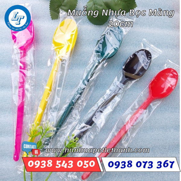 muỗng nhựa bọc màng 20cm 3 muỗng nhựa bọc màng 20cm 3