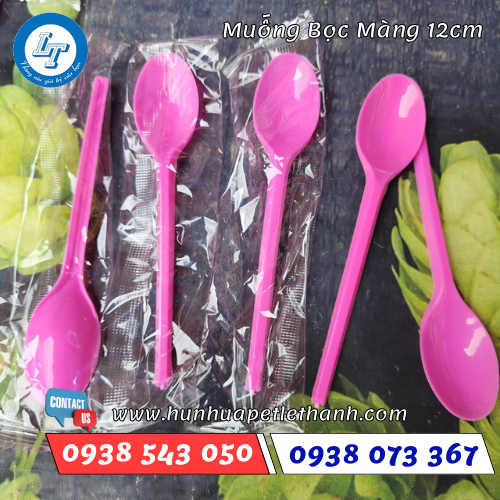 muỗng nhựa bọc màng 12cm 1 muỗng nhựa bọc màng 12cm 1