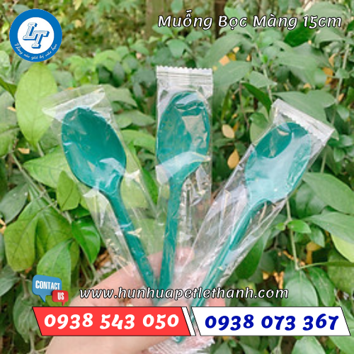 muỗng nhựa bọc màng 15cm 2 muỗng nhựa bọc màng 15cm 2