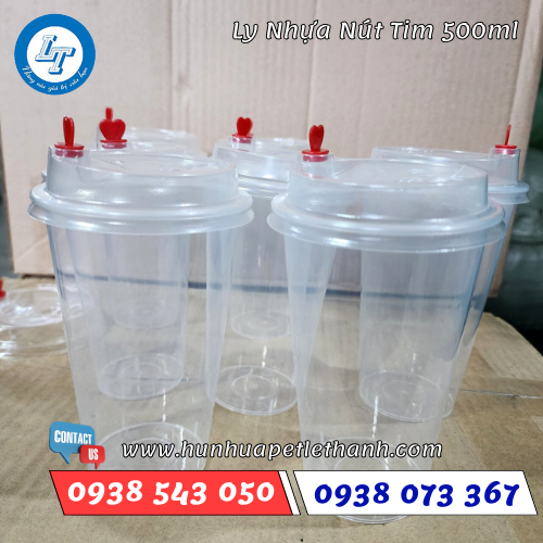 ly nhựa cứng nút tim 500ml 4 ly nhựa cứng nút tim 500ml 4