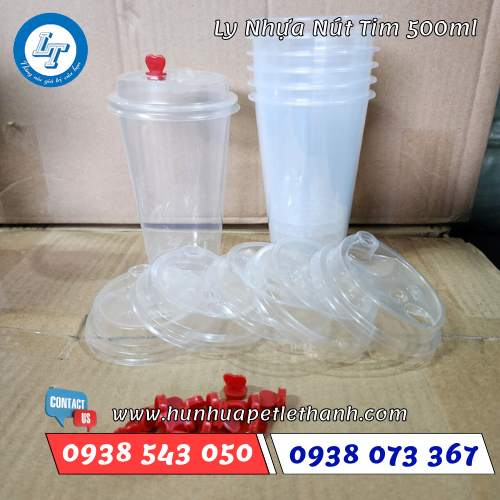 ly nhựa cứng nút tim 500ml 2 ly nhựa cứng nút tim 500ml 2