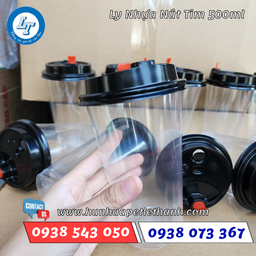 ly nhựa cứng nút tim 500ml 3 ly nhựa cứng nút tim 500ml 3