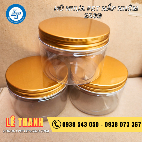 hũ pet nắp nhôm 250ml 2 hũ pet nắp nhôm 250ml 2