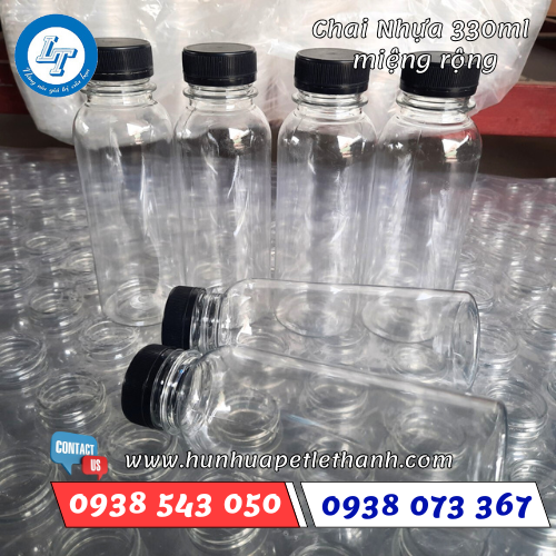Chai nhựa tròn dung tích 330ml cổ rộng 1 Chai nhựa tròn dung tích 330ml cổ rộng 1