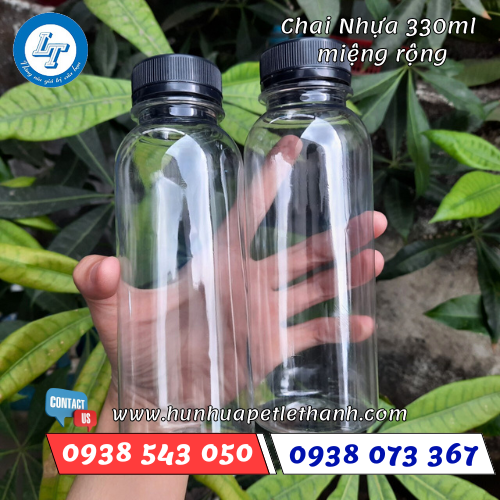 Chai nhựa tròn dung tích 330ml cổ rộng 3 Chai nhựa tròn dung tích 330ml cổ rộng 3