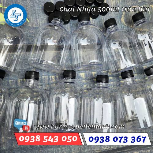 chai nhựa tròn lùn 500ml 3 chai nhựa tròn lùn 500ml 3