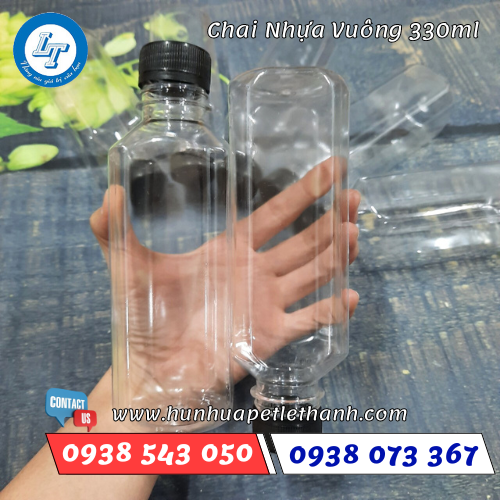 chai nhựa vuông 330ml 3 chai nhựa vuông 330ml 3