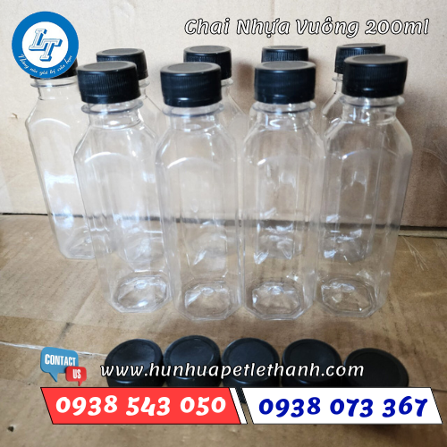 chai nhựa vuông 200ml 3 chai nhựa vuông 200ml 3