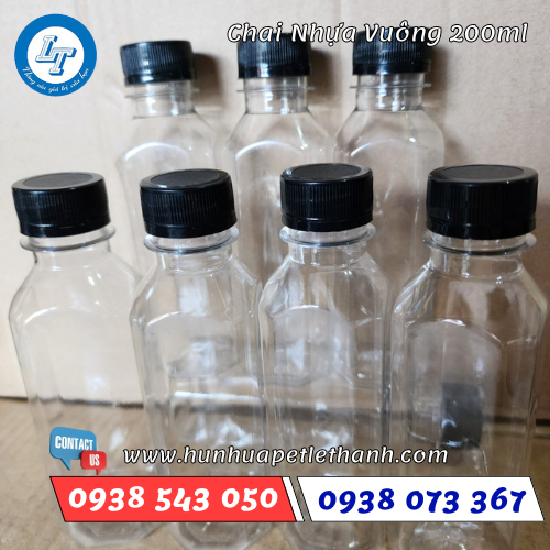 chai nhựa vuông 200ml 1 chai nhựa vuông 200ml 1
