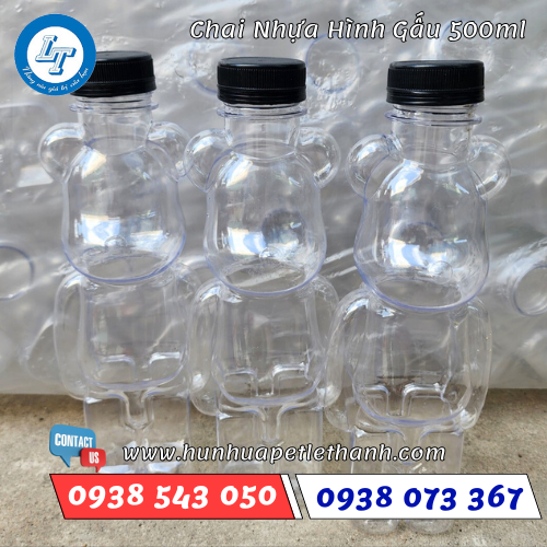 chai nhựa hình chú gấu dung tích 500ml 3 chai nhựa hình chú gấu dung tích 500ml 3