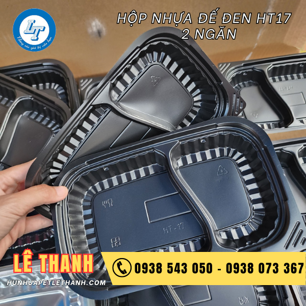 hộp nhựa đế đen HT17 2 ngăn 2 hộp nhựa đế đen HT17 2 ngăn 2