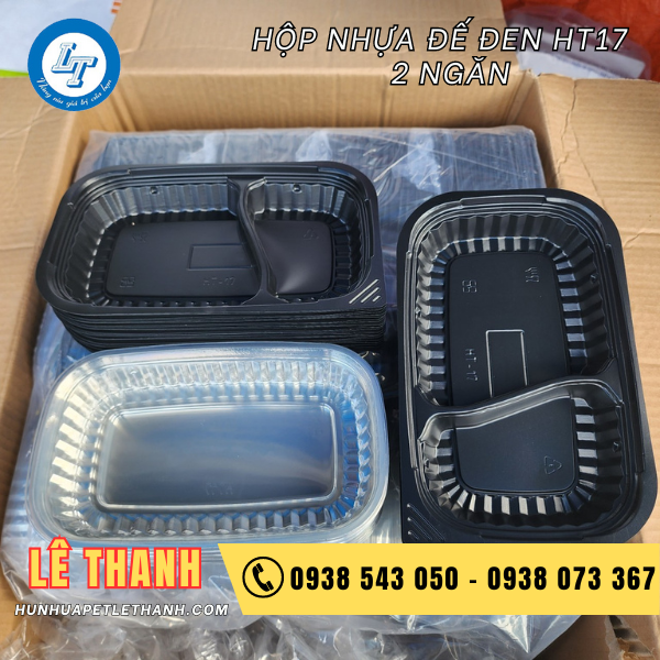 hộp nhựa đế đen HT17 2 ngăn 1 hộp nhựa đế đen HT17 2 ngăn 1