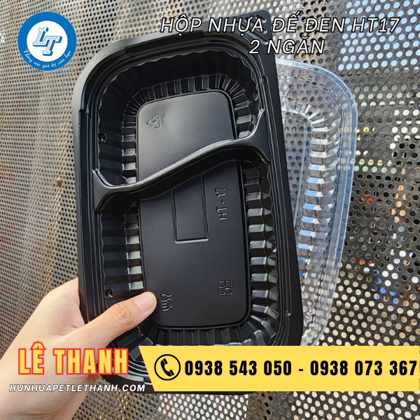 hộp nhựa đế đen HT17 2 ngăn hộp nhựa đế đen HT17 2 ngăn