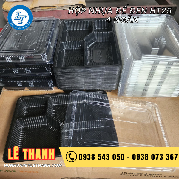 hộp nhựa đế đen HT25 4 ngăn 3 hộp nhựa đế đen HT25 4 ngăn 3