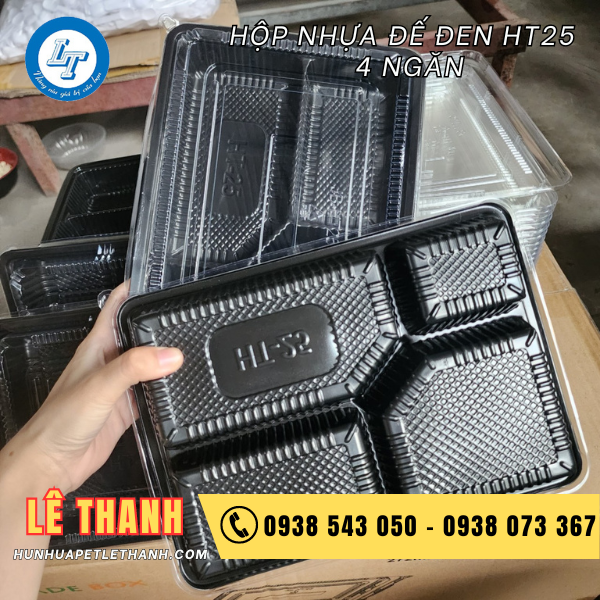 hộp nhựa đế đen HT25 4 ngăn 1 hộp nhựa đế đen HT25 4 ngăn 1