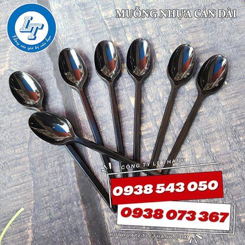 muỗng nhựa cán dài màu đen giá sỉ 2 muỗng nhựa cán dài màu đen giá sỉ 2